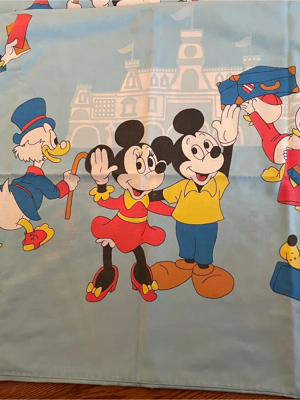 Vintage 1970’s Disney Pillow‎ Cases Pair Standard Mickey Minnie Donald Pluto USA
